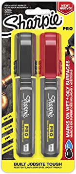 Sharpie PRO Permanent Marker, Medium, Chisel Tip, Assorted Colors, Black and Red 2-Count (2018333)