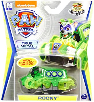 Rocky Mighty Pups Charged Up Paw Patrol Diecast Car 1:55 Scale