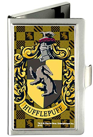 Buckle-Down Business Card Holder - Hufflepuff Crest Golds/Black - Small