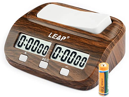LEAP Chess Clock Digital Chess Timer Professional for Board Games Timer with Alarm Function (Official Store) Wood Appearance