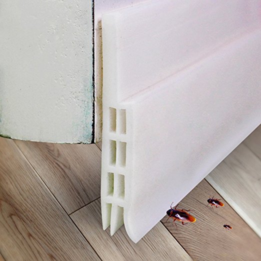 Expower Adhesive Under Door Sweep Weather Stripping Soundproof Rubber Bottom Seal Strip Draft Stopper Draught Excluder, 39" Length x 2" Width