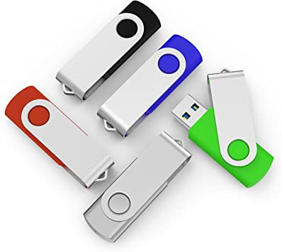 TOPESEL 5 Pack 16GB USB 3.0 Flash Drives Swivel Thumb Drive Memory Stick JumpDrive (16G, 5pcs, 5 Mixed Colors: Black,Blue, Green, Red, Silver)