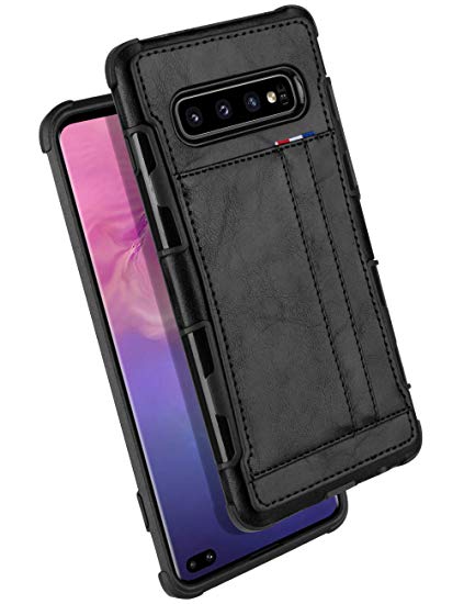 Galaxy S10 Plus Wallet Case, GOOSPERY Protective PU Leather Bumper Cover with Card Holder for Samsung Galaxy S10 Plus (Black) S10P-LEA-BLK