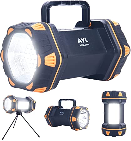 LED Camping Lantern Rechargeable, AYL Camping Flashlight 8 Light Modes, 4800mAh Power Bank, IPX6 Waterproof, Lantern Flashlight for Emergency, Hurricane, Power Outages, USB Cable with Tripod Included