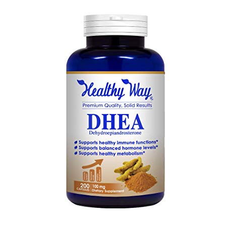 Healthy Way Pure DHEA Max Strength 200 Capsules Promotes Balanced Hormone Levels- Non-GMO USA Made 100% Money Back Guarantee