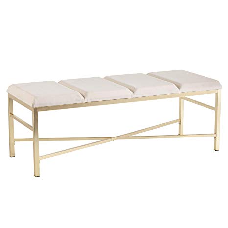 Ivory White Accent Bench, Backless Bench