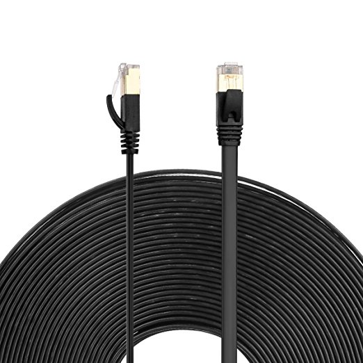 LeeKooLuu Cat7 Ethernet Cable 6.5 ft 2M CAT 7 LAN Network Cable RJ45 High Speed Patch Cord STP Gigabit 10Gbps Gold Plated Lead for Switch/ Router/ Modem/ Patch Panel (black 6.6 ft)