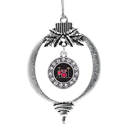 Inspired Silver Drumset Circle Holiday Decoration Christmas Tree Ornament