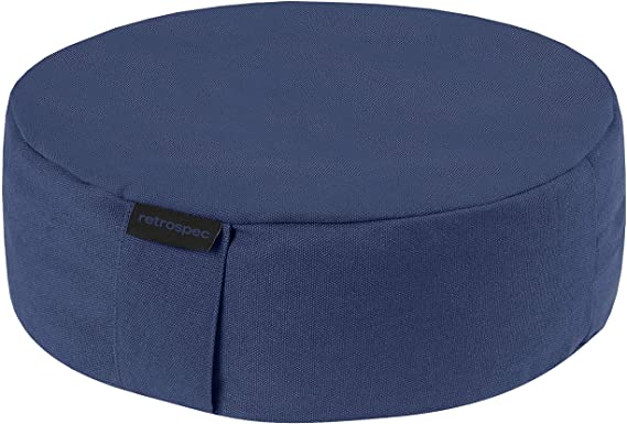 Retrospec Sedona Zafu Meditation Cushion Filled w/Buckwheat Hulls - Yoga Pillow for Meditation Practices - Machine Washable 100% Cotton Cover & Durable Carry Handle Round & Crescent