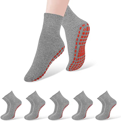 5 Pairs Non Slip Socks Grip Socks for Women Men Yoga Pilates Hospital Socks