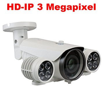 GW Security 3MP 2048 x 11536 Pixel Super HD 1536P Network PoE 1080P Security Outdoor IP Camera with 6-50mm Varifocal Len and 8Pcs Super IR LED up to 328FT IR Long Distance