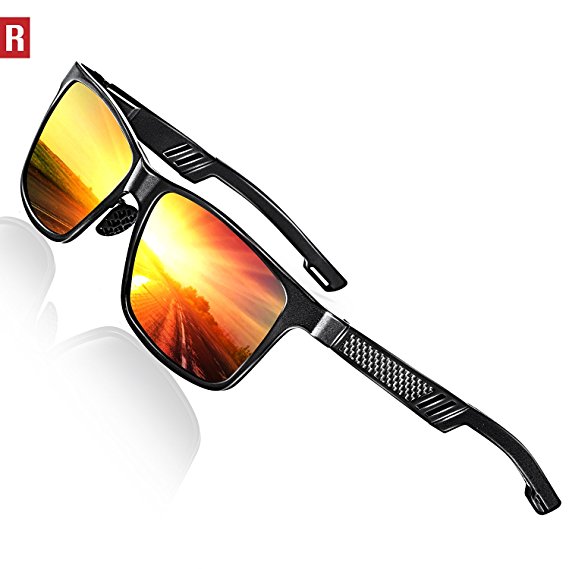 Rocknight Polarized UV Protection Men's Sunglasses Wayfarer Full Frame Flat Mirror Lens outdoor Fashion Style