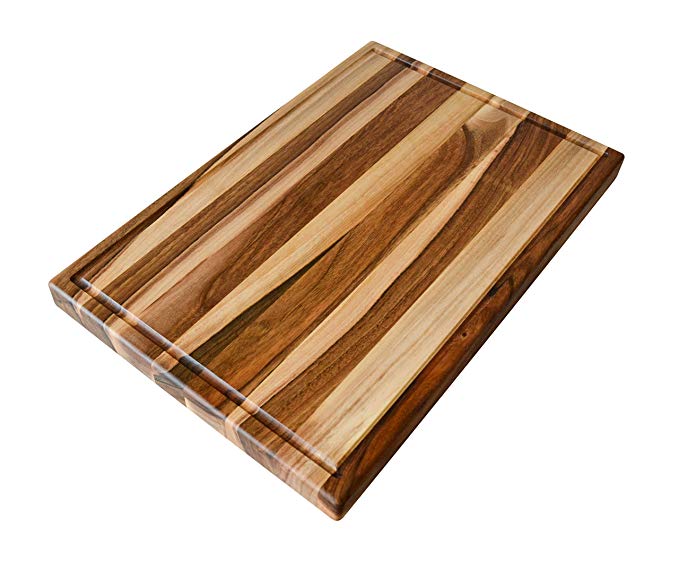 NaturalDesign Cutting Board 18 x 12 x 1 inches Edge Grain Chopping Wood: Walnut Hardwood Extra Thick Appetizer Serving Platter Durable & Resistant