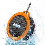 VicTsing Bluetooth 30 Wireless Waterproof 5W Shower Speaker with Mic and Removable Suction Cup - Orange