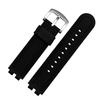 TRUMiRR 22mm Silicone Rubber Watchband Only for Pebble Steel 2 Smart Watch Band Strap Bracelet with Watch Tool and Spring Bar, Black