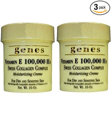 Genes Vitamin E Creme Swiss Collagen Complex for dry and sensitive skin 16 oz, Pack of 3