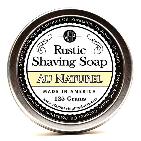 WSP Hypoallergenic Rustic Shaving Soap 4.4 Oz (Unscented) Artisan Made in America Using Vegan Natural Ingredients