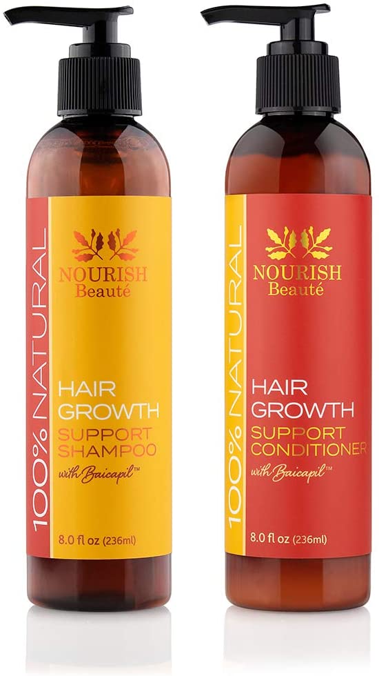 Nourish Beaute Nourish Hair Growth Shampoo & Conditioner - All Natural with DHT Blockers, Biotin - Sulfate-Free, Hair Regrowth & Thickening, Hair Loss Treatment for Men & Women, no Minoxidil or drugs