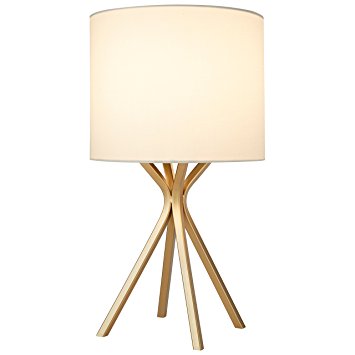 Rivet Gold Table Lamp, 18"H, With Bulb, with Drum Linen Shade