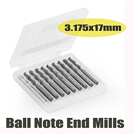 Konmison 1/8" 2 Flutes Ball Nose Carbide Engraving Cutter 3.175mm * 17mm CNC Router Bits Tools Cutting Pack Of 10