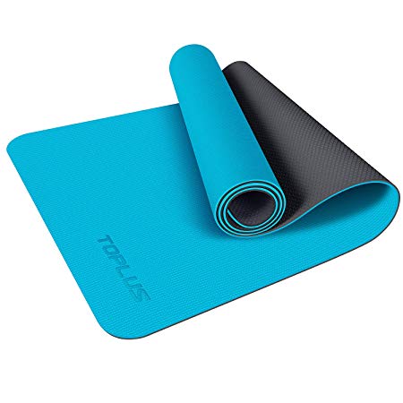 TOPLUS Yoga Mat - Upgraded Yoga Mat Eco Friendly Non-Slip Exercise & Fitness Mat with Carrying Strap, Workout Mat for All Type of Yoga, Pilates and Floor Exercises(1/4 inch-1/8 inch)