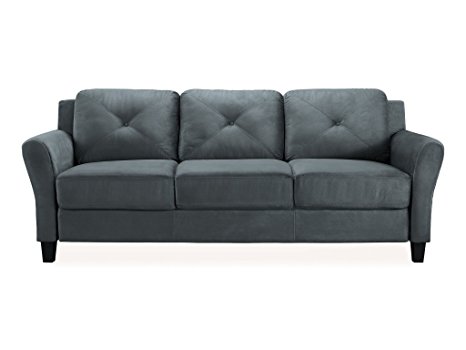 Pearington Merango Microfiber Living Room 3 Seat Sofa, Dark Gray