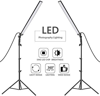 Neewer 60 LED Light Studio LED Lighting Kit - 2 Packs Light Wand Handheld LED Video Light Stick 5500K with Adjustable Brightness, 2 Meters Light Stand for Portrait, Product Photography, Video Light