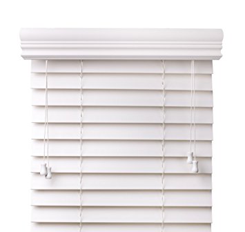 Arlo Blinds, Super White 2-Inches Customized Real Wood Horizontal Blind - Size: 24"W x 74"H ,Inside/Outside Mount