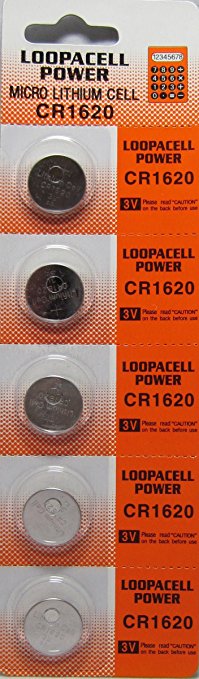 Loopacell Lithium Battery CR1620 Pack of 5 Batteries