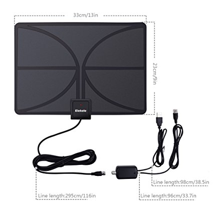 TV Antenna, Elekele Amplified Digital HDTV Antenna with 0.04inch Thicker Receiver Panel, Anti-static and Lightning Protection Detachable Signal Booster HDTV Antenna - Upgraded Version Better Reception
