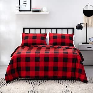 LINENSPA All Season Hypoallergenic Down Alternative Microfiber Comforter, California King, Red/Black