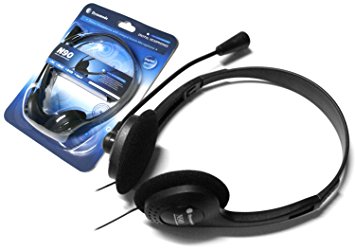 On-Ear Stereo Headset / Headphones with Rotating Boom Microphone / 2x 3.5mm for PC, Laptop, Windows, Linux, Mac / iCHOOSE
