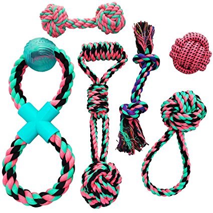 Otterly Pets Puppy Dog Cute Pink Boutique Rope Toys Set Bundle - Small to Medium Breed Girl Dogs