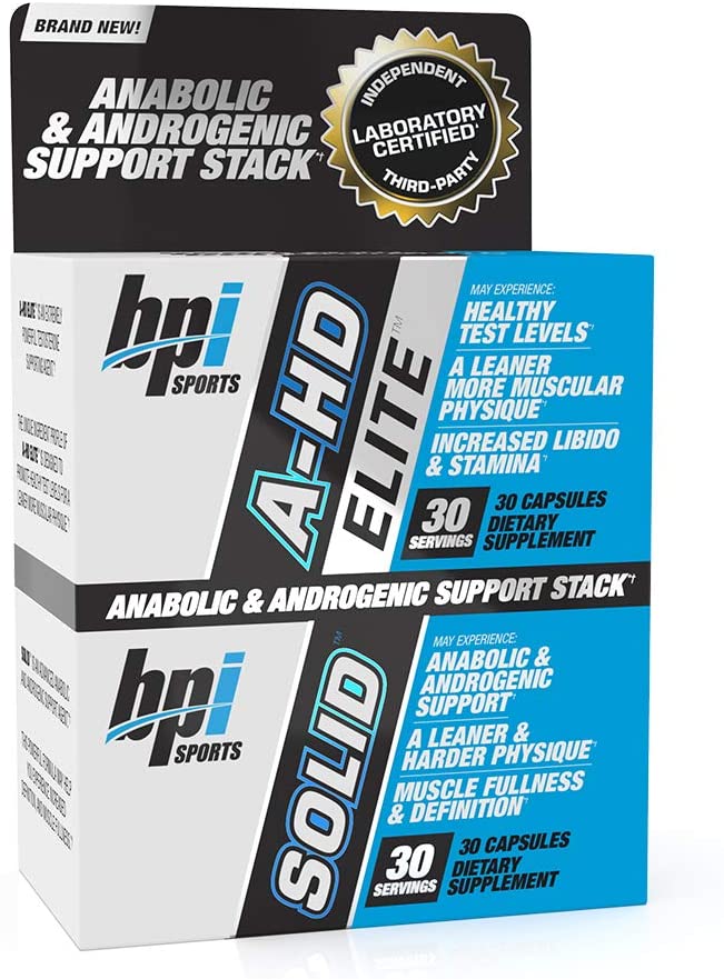 BPI Sports A-HD Elite/Solid (30 Capsules) – Men’s Testosterone Booster – Healthy Muscle, Strength, & Performance Support – Promotes Natural Fat Loss & Libido – 30 Servings – 550mg