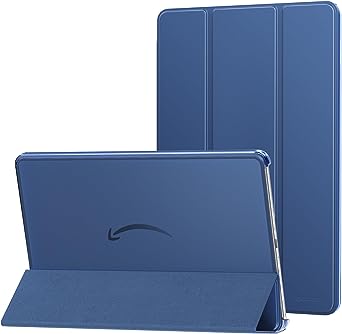 MoKo Case Fits Amazon Kindle Fire Max 11 Tablet (13th Gen, 2023 Release) 11" - Slim PU Leather Trifold Stand Cover for Kindle Fire 11 Tablet Colored Hard Back Shell with Auto Wake/Sleep, Navy Blue