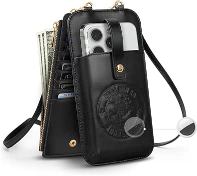 Crossbody Wallet Bag for Women RFID Blocking Wallet Purses with Airtag Credit Card Holder Leather Cell Phone Bag Wallet Purses Adjustable Strap