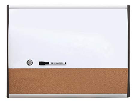 Quartet Combination Magnetic Whiteboard & Corkboard, 11" x 17", Combo White Board & Cork Board, Black/Silver Frame (79369)