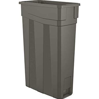 AmazonBasics 23 Gallon Commercial Slim Trash Can, No Handle, Grey, 2-Pack