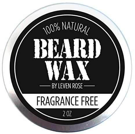 BEST Mustache Wax & Beard Wax by Leven Rose - 100% Natural Grooming Wax for Moustache Grooming and Beard Growing Salve for Men - Fragrance Free Best Beard Oil Balm Unscented - 2 Oz