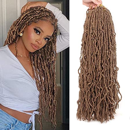 18 Inch New Faux Locs Crochet Hair 5 Packs Crochet Locs Hair Natural Soft Goddess Locs Crochet Hair For Black Women Crochet Braiding Hair Extensions(27#)