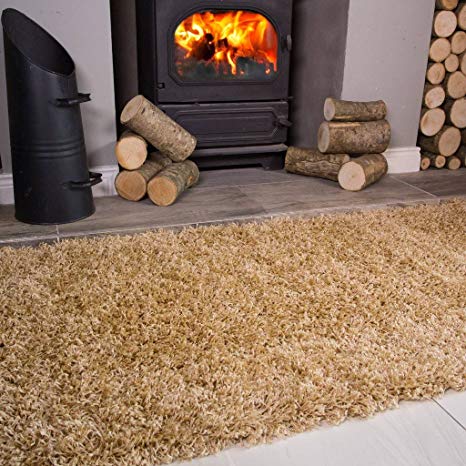 Ontario Beige Natural Fireside Fireplace Mantelpiece Hearth Shaggy Shag Fluffy Living Room Area Rug