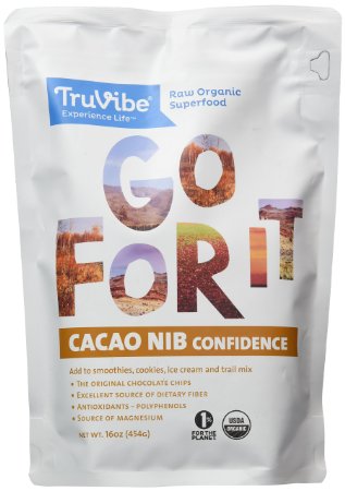 TruVibe 100 Organic Raw Cacao Nibs Fair Trade Criollo Cacao Variety 16 Ounce