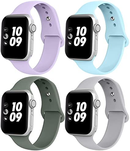 iGK Compatible with Apple Watch Bands 38MM 40MM 42MM 44MM, Soft Silicone Replacement Sport Straps Compatible with iWatch Series 5, 4, 3, 2, 1