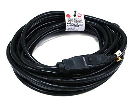 Monoprice 25ft 16AWG Power Extension Cord Cable - SJT 16/3C NEMA 5-15P TO NEMA 5-15R (13A/125V) AP301 SP506 - Black