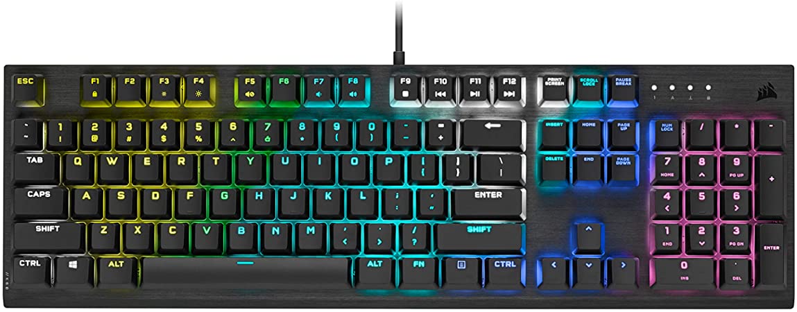 Corsair K60 RGB PRO Mechanical Gaming Keyboard (CHERRY VIOLA Keyswitches: Linear and Fast, Durable Aluminum Frame, Customisable Per-Key RGB Backlighting) Black