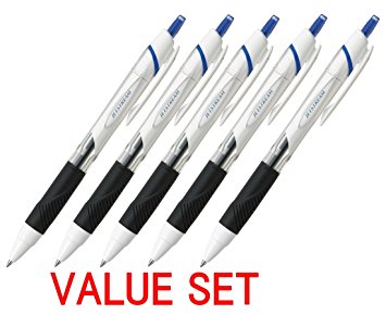 Uni-ball Jetstream Extra Fine Point Retractable Roller Ball Pens,-rubber Grip Type -0.5mm-blue Ink-value Set of 5 (With Our Shop Original Product Description)