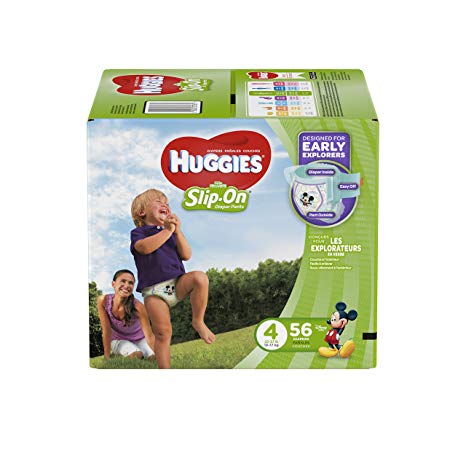 Huggies Little Movers Slip-On Diapers, Size 4, 56 Count