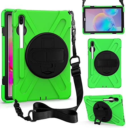 ZenRich Galaxy Tab S6 Case 2019, zenrich Galaxy Tab S6 10.5 Case with Pencil Holder, Stand, Hand Strap, Shoulder Belt, Shockproof Case for Samsung Tab S6 SM-T860/T865/T867 Tablet 2019-Green