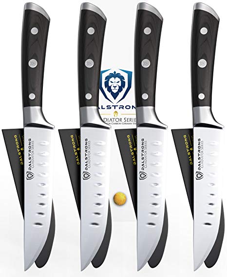 DALSTRONG Steak Knives Set - Gladiator Series - Straight Edge - German HC Steel - w/Sheaths …