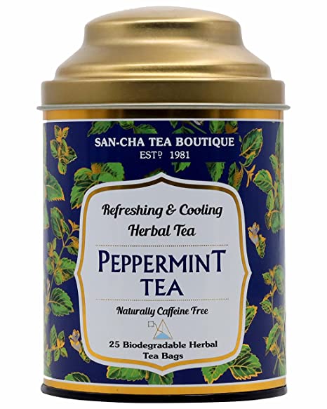 Sancha Tea Boutique, Peppermint Tea, 25 Pyramid Tea Bags, Pure Mint Tea Bags, Caffeine Free Herbal Tea, PCOS Herbal Tea